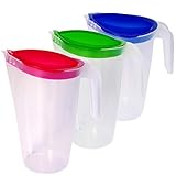 Home Line Saftkanne 1,5 L - 3er Set (blau, grün, rot) - Wasserkanne mit festsitzendem...