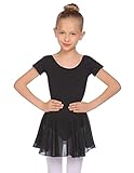 Balancora Mädchen Ballettkleid Kurzarm Ballettkleidung Balletttrikot mit Tütü...