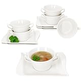 MamboCat 6er Set Ivory Suppentasse 450 ml mit Untertassen I elfenbeinweiße...