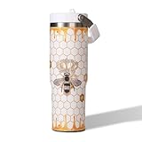 Weboia Queen Bee Becher mit Griff, Edelstahlbecher mit Strohhalm, isolierte Wasserflasche...