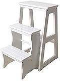 Indoor Climbing Stool, Step Stool Solid Wood Kitchen Ladder Stool Flower Stand...