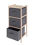 Spetebo Holz Standregal mit 3 Stoff Schubladen - 65 cm - Badregal Holzregal...