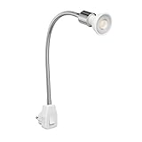 ledscom.de Steckdosenlampe LESCH Leselampe Schwanenhals, Schalter, Chrom inkl. GU10 LED...