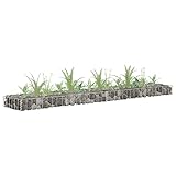 LEDSIX Home & Garden Set Gabione Hochbeet Stahl verzinkt 180x30x10 cm Rasen & Garten