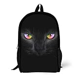 Kamoxi Cooler Katzen-Schulrucksack, lustig, schwarze Katze mit Regenbogenaugen,...