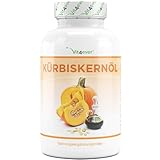 Kürbiskernöl - 420 Kapseln - 3000 mg pro Tagesportion - Mit natürlichem Vitamin E -...