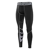 AMZSPORT Herren Fitness Hose Pro Cool Compression Tights Funktionswäsche Pants, Schwarz,...