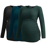 Smallshow Women's Umstandsmode Lange ärmel Umstandsshirt Maternity Tops 3er...