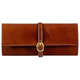 Time Resistance Cognac Braun Leder Schmuck Organizer – 100% Leder Schmuckrolle für...