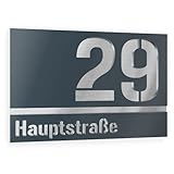 Graviers Design Hausnummer aus V2A Edelstahl 215x150mm - Anthrazit RAL 7016 -...