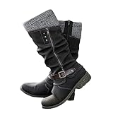 Onsoyours Overknee Stiefel Damen Warme Winterstiefel Mit Blockabsatz Langschaft...