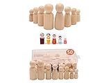 Miyobing Peg Dolls 50 Stück Holz Menschen für Kinder Malen,spielfiguren Holz...