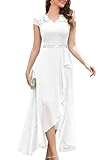 Bbonlinedress Weißes Kleid Abendkleid Damen lang Sommerkleid Spitze Chiffon...