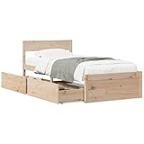 Juroupi Massivholzbett ohne Matratze 75x190 cm Holz Bett Massivholzbett Bed Frame...