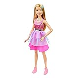 Große Barbie-Puppe mit blonden Haaren, 71 cm groß, schimmerndes pinkfarbenes Kleid mit...