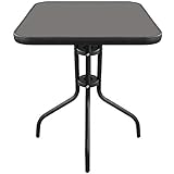 Wohaga® Bistrotisch 60x60xH70cm Schwarz Balkontisch Glastisch Beistelltisch Gartentisch...