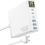 160W USB C Ladegerät, 6-Port GaN USB Schnellladegerät mit LED Anzeige, USB C Netzteil...