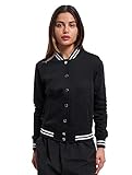 Urban Classics Damen Sweatjacke Ladies College Sweat Jacket,Schwarz,L