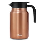 Tiken 1.5L Thermoskanne aus Doppelwandingem Edelstahl Isolierkanne Kaffeekanne mit Quick...