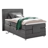 SABA 2 Boxspringbett 100x200 elektrisch verstellbar, Grau - Modernes Einzelbett mit...