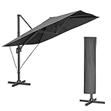 SONGMICS Sonnenschirm 290 x 290 cm, Ampelschirm, Gartenschirm, UV-Schutz UPF 50+, um 360°...