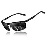 Sportbrille Herren Sonnenbrille Polarisierte UV400 Fahrerbrille mit Federscharnier Al-Mg...
