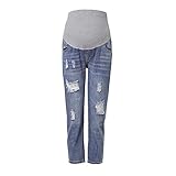 2023 Neujahr A - Jeans Damen Hose Leggings Schwangere Umstandshose Ripped Bauch Prop...