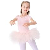 Kinder Ballettkleidung Tütü Ballettkleid Mädchen Baumwolle Balletttrikot Kurzarm...