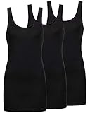 ONLY 3er Pack Damen Tank Top Shirt Onllive Love Long Trägershirt lang schwarz M