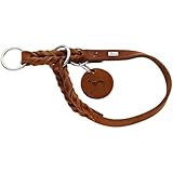 HUNTER SOLID EDUCATION Dressurhalsung für Hunde, Leder, weich, griffig, 40-45 (M), cognac