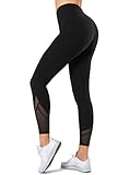 Yvette Sport Leggings Damen high Wasit mit Mesh, 72F Faser Blickdicht Sporthose Yogahose,...