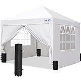 Quictent Pavillon 3x3 Faltpavillon mit 4 Seitenteilen, Wasserdicht Gartenpavillon mit 4...