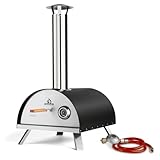 BURNHARD Pizzaofen Gas NERO, 500°C, Tragbarer Pizzaofen Outdoor inkl. Gasmodul,...