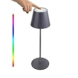 uuffoo Dimmbare LED Akku-Tischlampe aus Metall Akkubetrieben mit Touch-Schalter...