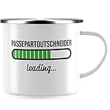 JUNIWORDS Emaille-Tasse, Passepartoutschneider loading, Silberner Tassenrand (6210621)