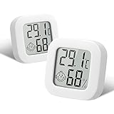 Flintronic Mini LCD Thermometer, 2 Stück Digital Thermometer Innen, Hygrometer Innen,...