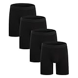 ZLYC Herren Boxershorts aus Baumwolle mit Langen Beinen, 4 Pack Schwarz,...