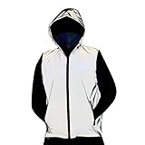 Reiterweste Damen Glow Hip Hop ärmelloser dünner Mantel graue reflektierende Jacke für...