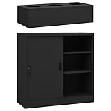 LXYZWRW Furniture Select Schwebetürenschrank mit Pflanzkasten Anthrazit Stahl