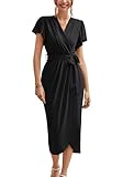 GRACE KARIN Damen V-Ausschnitt Wickelkleid Slim Fit Bodycon mit Gürtel Bauchweg...