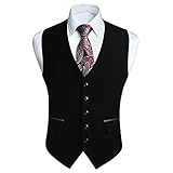 HISDERN Schwarz Anzugwesten Herren Klassische Hochzeit Business Weste Elegant Casual...