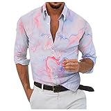 Herren Kontrast Hemd Hawaiihemd Hemden mit Krawatte Hochzeit Freizeit Fit Fischerhemd...