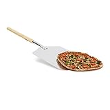 Relaxdays eckige Pizzaschaufel, Aluminium Pizzaschieber mit Holzgriff, Brotschieber für...