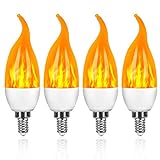 Sayapeiy 4 Stk Flamme Glühbirne LED 3W E14 Flammen Effekt Glühlampen mit 3...