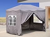 QUICK STAR Pop-Up-Pavillon 2x3m Smoky Grau mit 4 Easy-Klett Seitenwänden 2 mit...