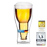 Dimono Doppelwandiges Bierglas 0,33 L Inside Out Umgestülpte Bierflasche im Glas (1 Glas)