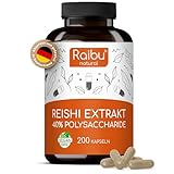 Reishi Pilz Extrakt hochdosiert | 200 Reishi Kapseln | 40% Polysaccharide | Laborgeprüft...