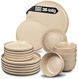 Moritz & Moritz NORDIC Geschirrset 12 Personen 36-teilig Taupe - Elegantes Teller Set aus...