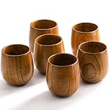 Hiceeden 6 Stück Holzbecher, 150ml Holz Trinkbecher, Holz Tee Set Becher, Wasserbecher...