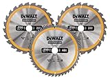 Dewalt Holz Kreissägeblatt-Set 3er Pack, DT1963, für Holz (2x 250x30x3.0 mm,...